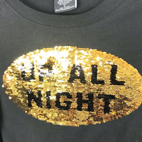 DC Comics Batman Sweatshirt Sequin Pullover Black Gold Small Unisex L/S Top Thin - Picture 3 of 9